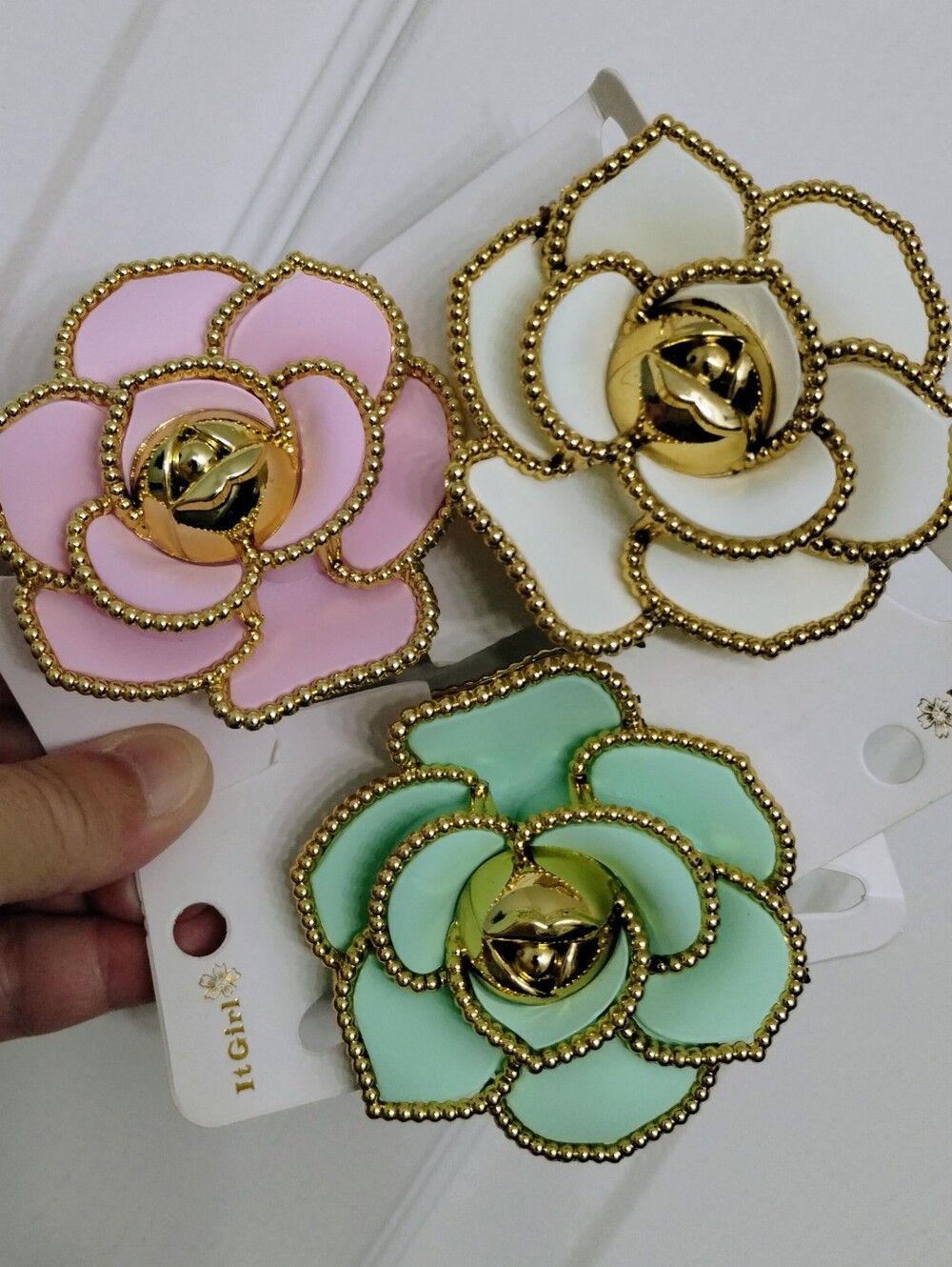 Camellia Hair Clips Set Of 3 - Picture 2 of 16